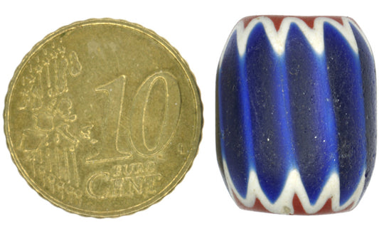 Blue 4-Layer Chevron Bead - Antique Venetian Glass, 19X15Mm - alternate view