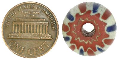 Hot-Tumbled 4-Layer Striped Venetian Chevron Bead 17X14Mm, 1800S - alternate view