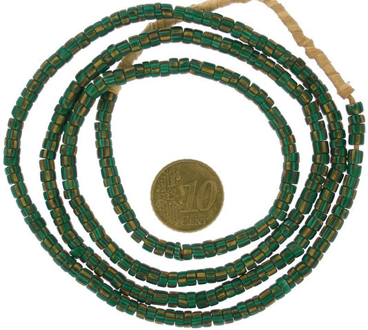 Green 4-Layer Chevron Beads Strand - Antique Venetian 77Cm - alternate view