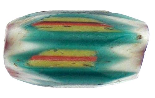 Antique Green 4-Layer Chevron Bead - Venetian Glass, 15X8Mm - alternate view