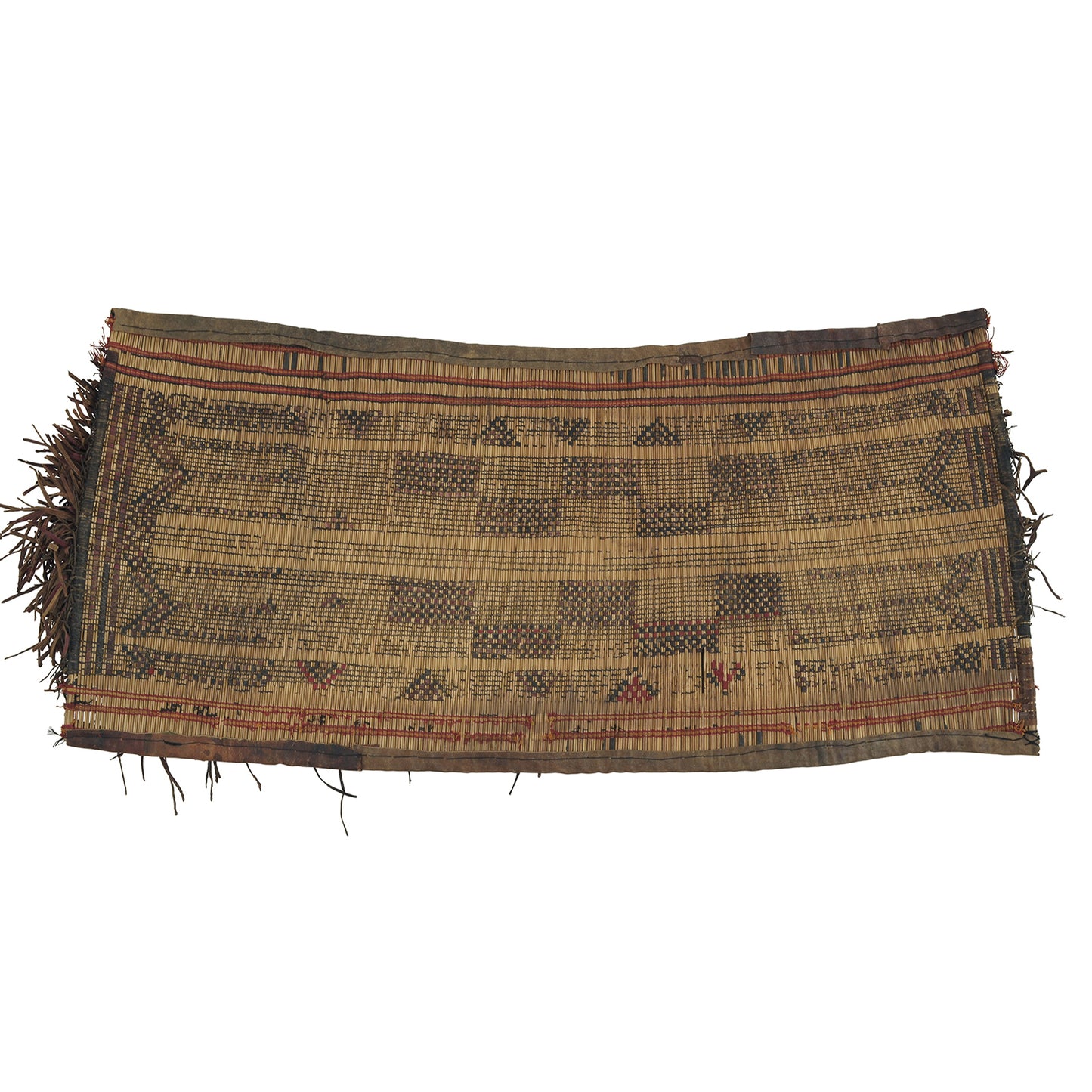 Authentic Tuareg Straw and Leather Mat – 37″×16½″ Nomad Decor