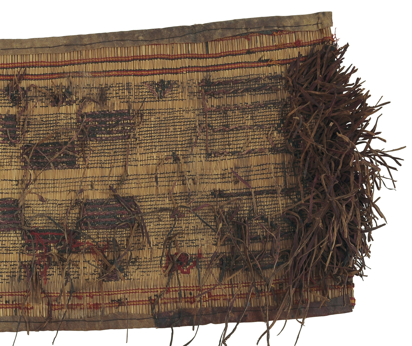 Authentic Tuareg Straw and Leather Mat – 37″×16½″ Nomad Decor