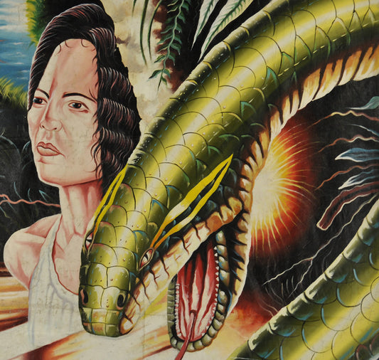 Authentic Anaconda Movie Poster Hand-Painted In Ghana - Unique Horror Film Art - alternate view
