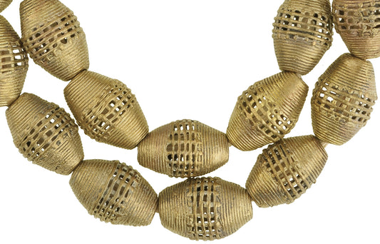 Handmade African Brass Beads From Ghana - 22" Strand | Lost Wax Technique - alternate view