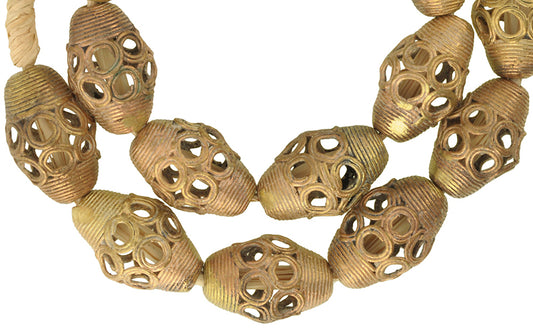 Large African Brass Beads - Handmade In Ghana With Lost Wax Technique - alternate view