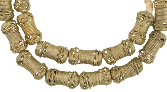 Handmade African Brass Beads From Ghana - 21" Strand, Lost Wax Technique - alternate view