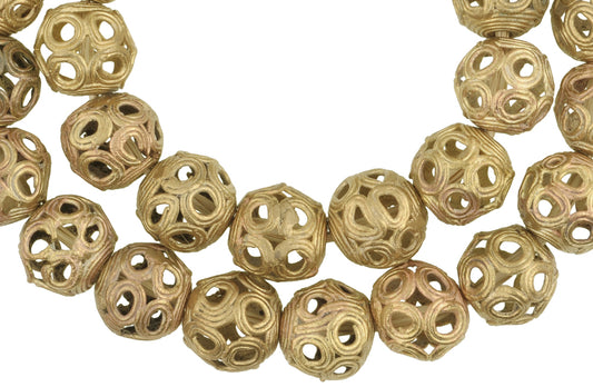 Large Round African Brass Beads - Handmade In Ghana (22" Strand) - alternate view