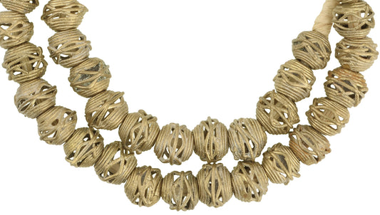 Handmade African Round Brass Beads 20.5" Strand From Ghana - alternate view