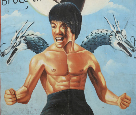 Authentic Bruce Lee Enter The Dragon Movie Poster - Hand-Painted In Ghana - alternate view