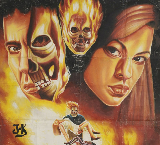 Authentic Hand-Painted Ghost Rider Poster From Ghana Nicolas Cage - alternate view