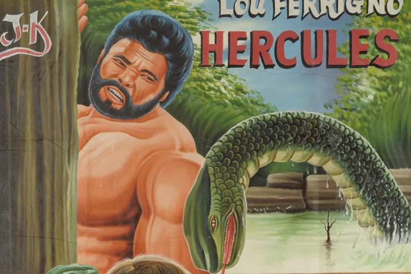 Hercules - Genuine Hand-Painted Ghanaian Movie Poster 58" X 39" - close-up