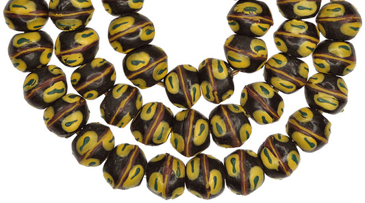 African Trade Beads - 17Mm Fancy Powder Glass Krobo Beads - alternate view