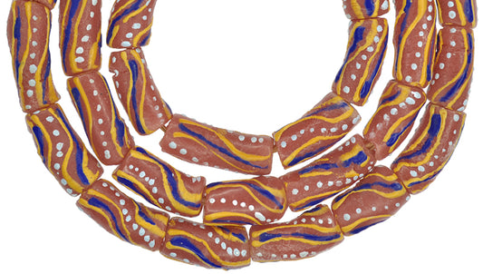 26" Strand Of African Powder Glass Beads - Ghana Fancy Trade Beads - alternate view