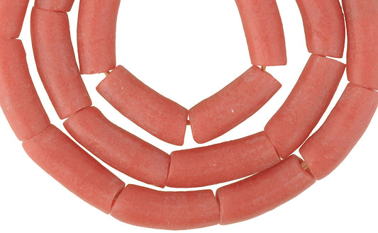 Authentic African Trade Beads: Krobo Red Coral Recycled Glass Beads - alternate view