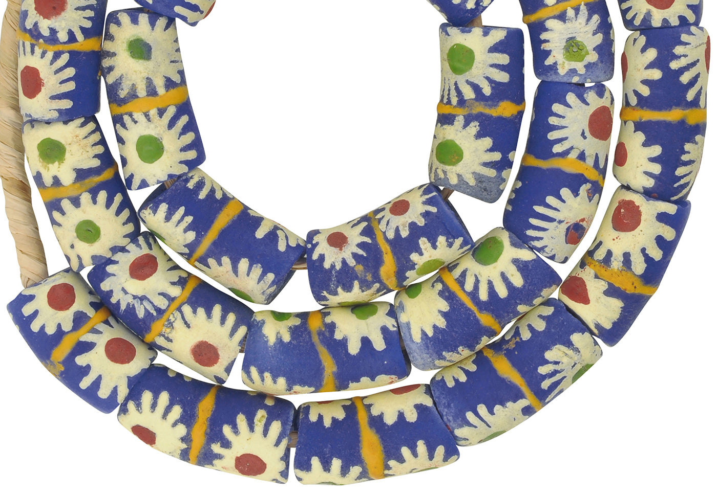 Large Fancy Powder Glass Beads - African Trade Beads From Ghana - close-up