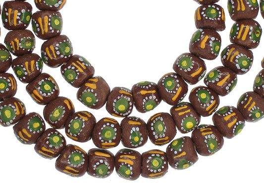 African Fancy Powder Glass Beads - 10-11Mm Handmade Krobo Beads - alternate view