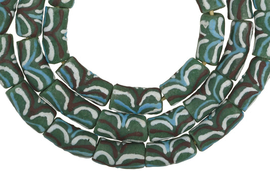 Fancy African Powder Glass Beads, Krobo Ghana, 9Mm, Venetian Feather Style - alternate view