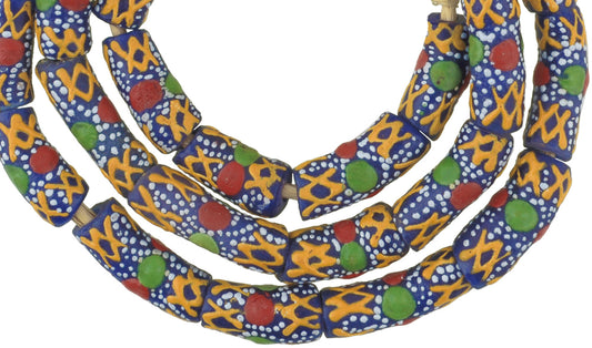 New 9-10Mm Powder Glass Fancy African Trade Beads From Ghana - alternate view