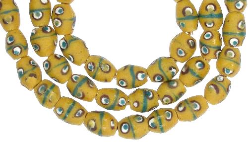 Yellow Eye Powder Glass Beads | Recycled Ghana Trade Beads - alternate view