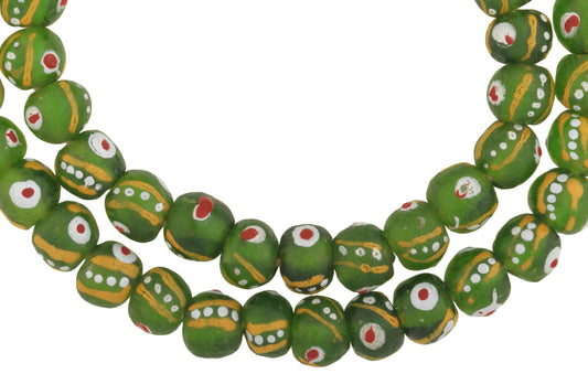 Translucent Powder Glass Beads - Fancy African Krobo Trade Beads - alternate view