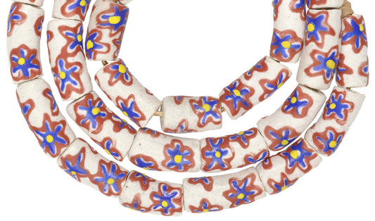 New African Krobo Fancy Powder Glass Beads, 9-10Mm, Ghana Trade Beads - alternate view