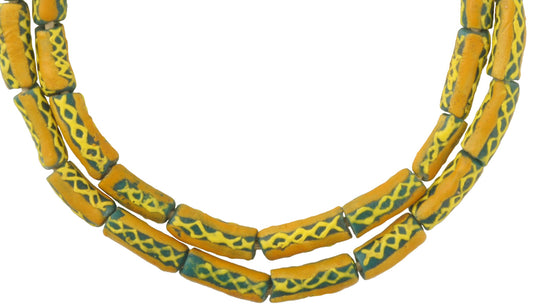 African Fancy Powder Glass Beads 27" Strand, Krobo Ghana Trade Beads - alternate view