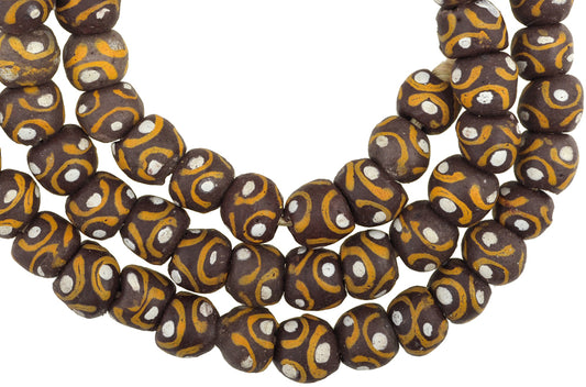 African Powder Glass Fancy Trade Beads, 11Mm - Handcrafted In Ghana - alternate view