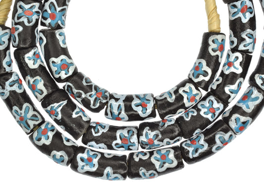 African Fancy Krobo Powder Glass Beads, 9-10Mm, Handmade In Ghana - alternate view