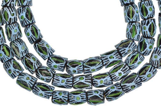 African Fancy Powder Glass Beads - 9Mm, Handmade Krobo Trade Beads - alternate view