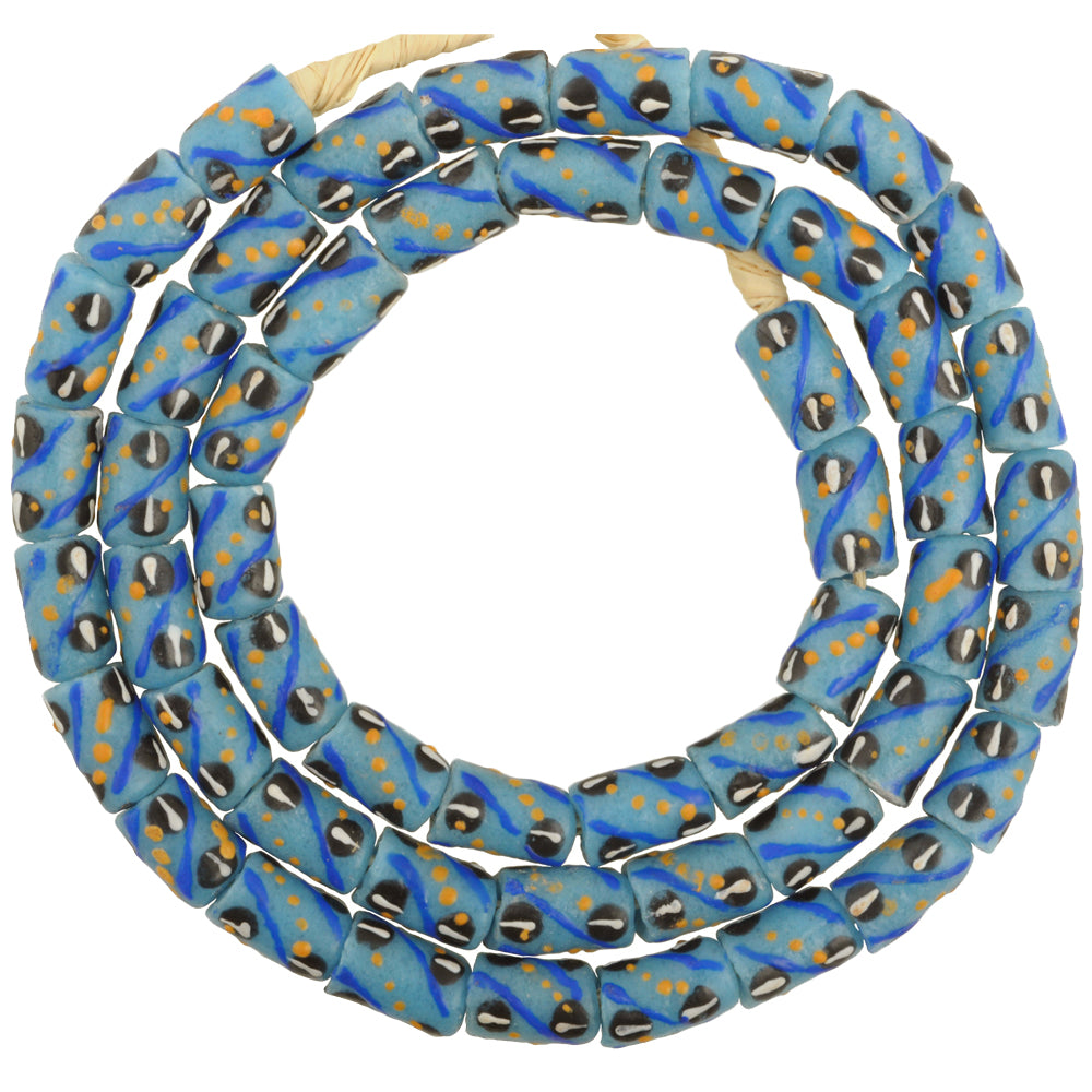 African Trade Powder Glass Beads - 8Mm Fancy Krobo Recycled Beads