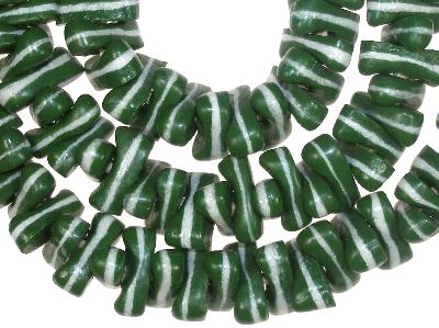 Green Fancy Ghana Powder Glass Beads - Recycled African Trade Beads - alternate view