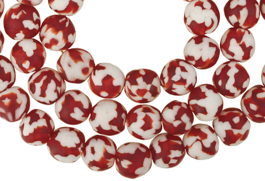 New African Trade Beads - Recycled White Heart Glass Beads From Ghana - alternate view