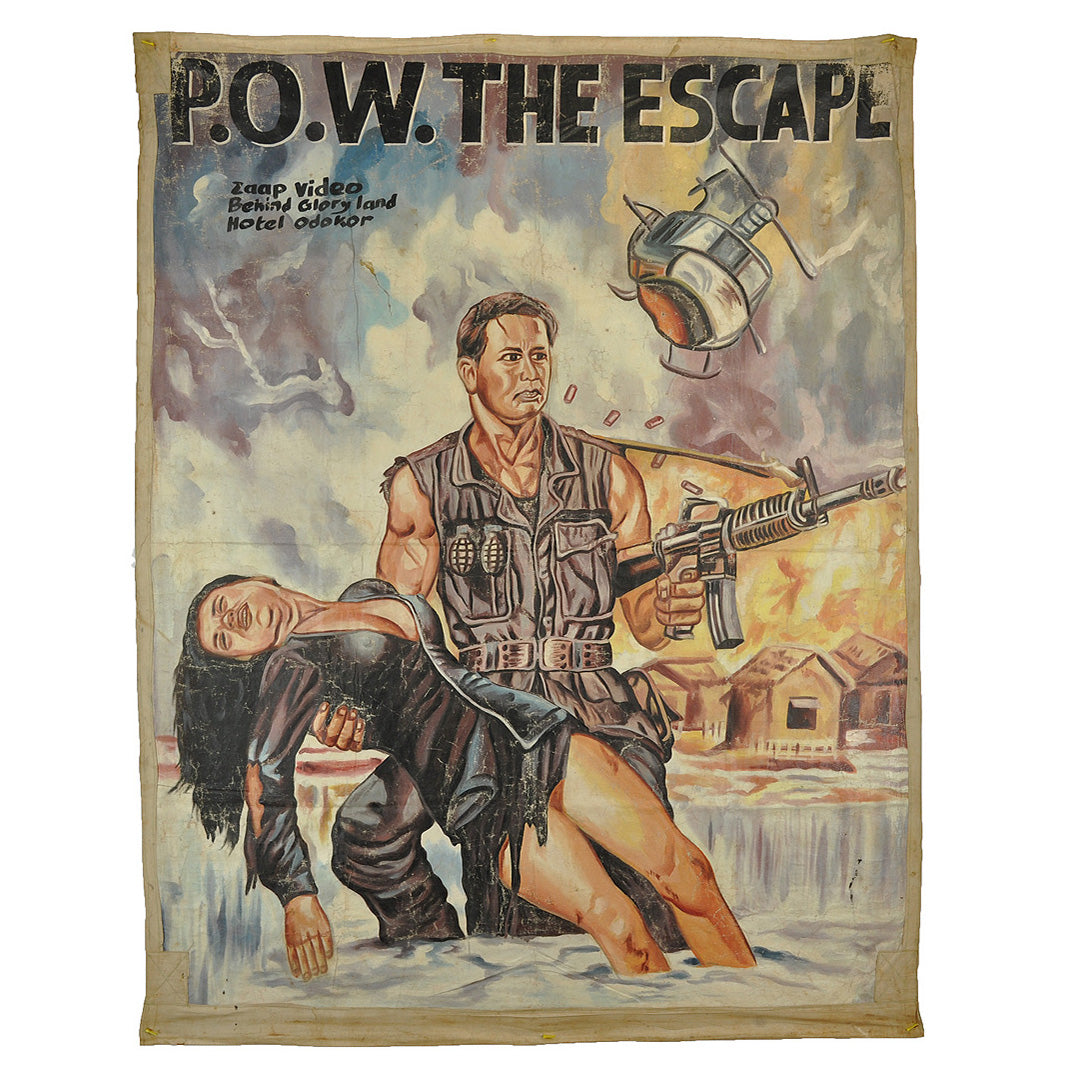 P.O.W. The Escape Movie Poster - Hand Painted Ghana Art