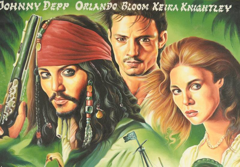 Pirates Caribbean: Dead Man'S Chest - Ghana Hand-Painted Movie Poster - zoomed-in detail