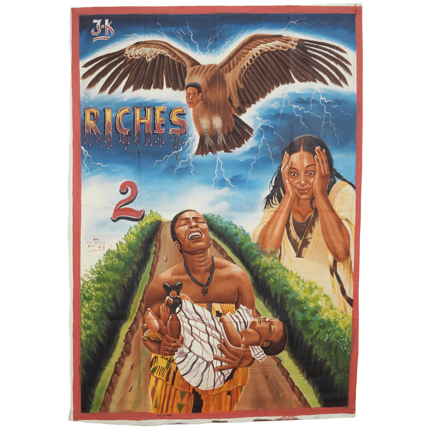 Hand-Painted Riches 2 Movie Poster - Authentic Ghanaian Cinema Art