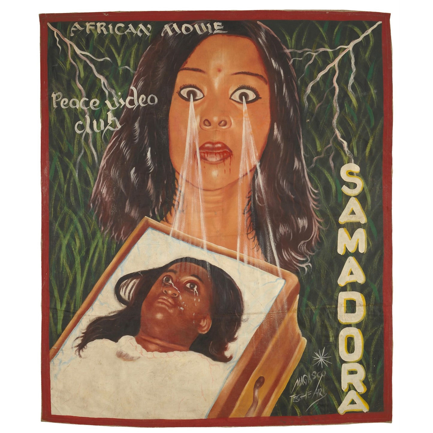 Samadora Movie Poster - Authentic Hand-Painted Ghanaian Art - horror scene artwork