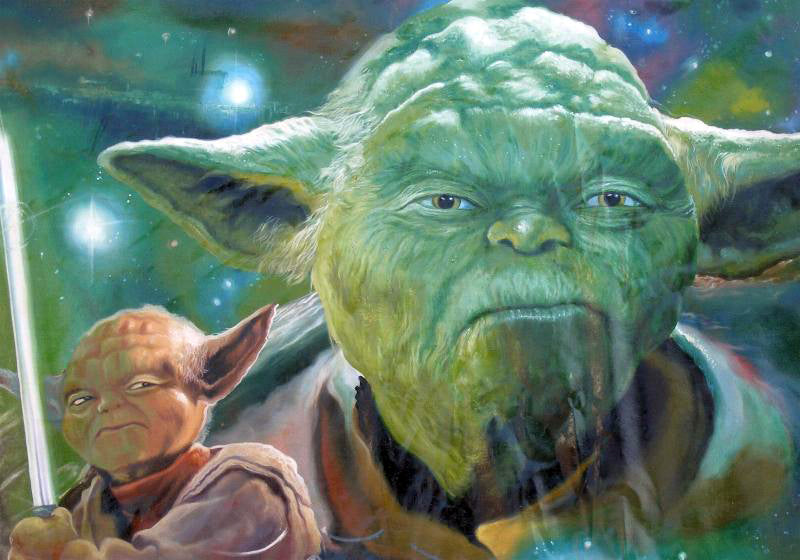 Hand-Painted Star Wars Movie Poster From Ghana | Unique African Art - close-up