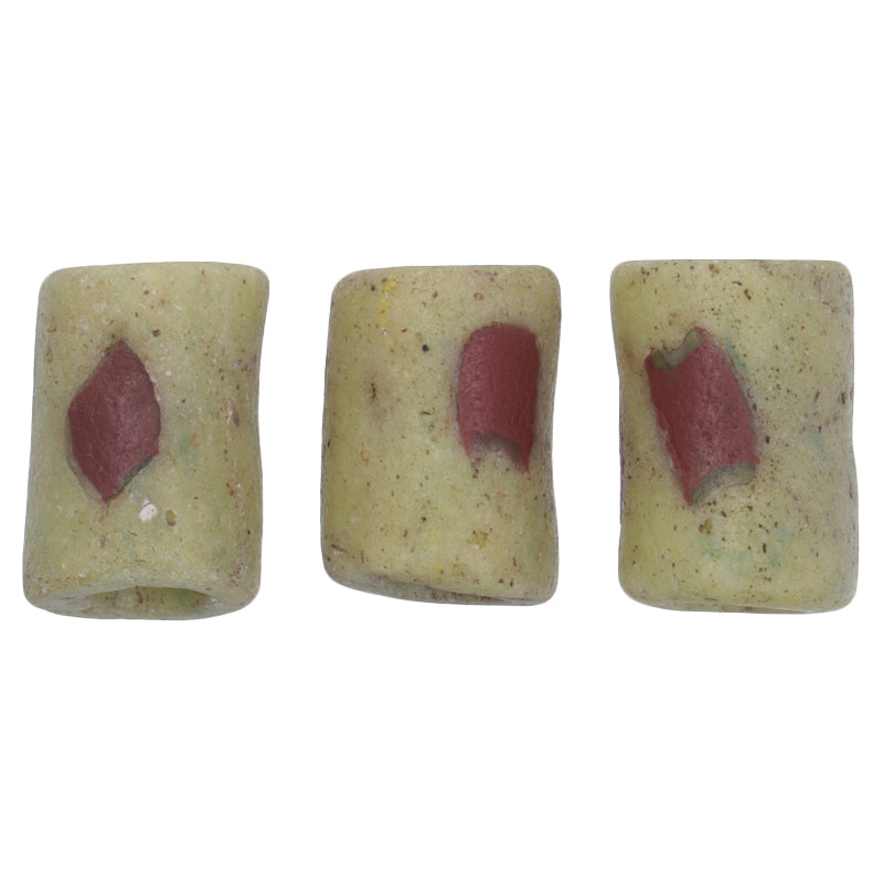 Three Rare Old Authentic Akoso Bodom Glass Beads – Venetian Green Heart