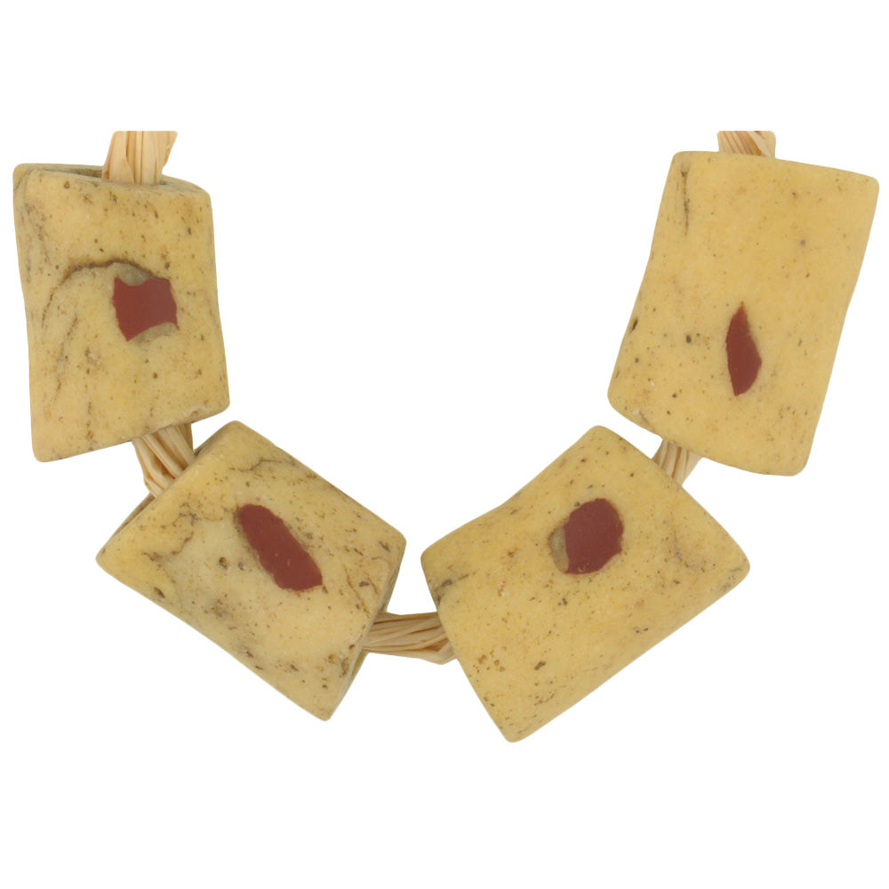 Rare Old Authentic Akoso Powder Glass Beads with Venetian Green Hearts