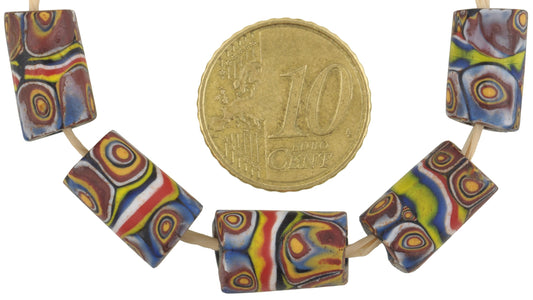 Antique Venetian Millefiori Banded Mosaic Glass Trade Beads - alternate view