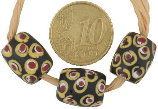 Rare Antique Black "Eye" Venetian Wound Glass Trade Beads - 14Mm - alternate view