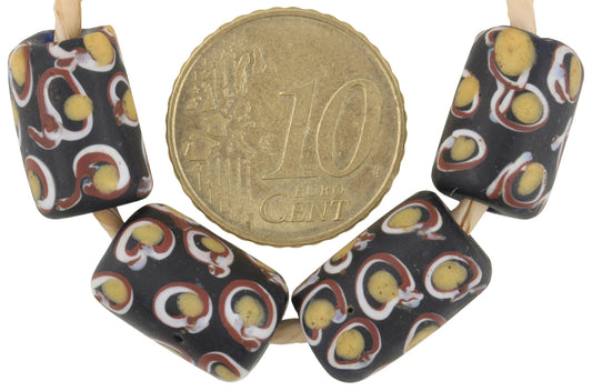 Antique Black Eye Venetian Lampwork Glass Trade Beads 14-15Mm - alternate view