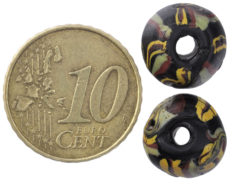 Rare Black Bicone "King" Venetian Wound Glass Trade Beads, African Trade - alternate view