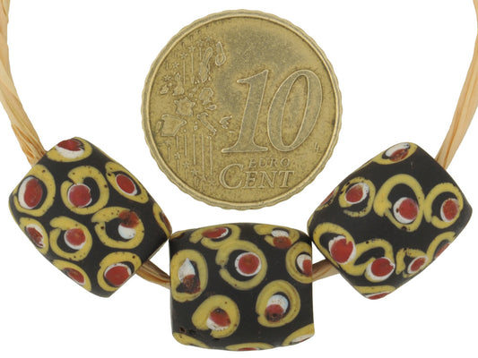 Rare Antique Black Eye Venetian Wound Glass Trade Beads, 14Mm - alternate view