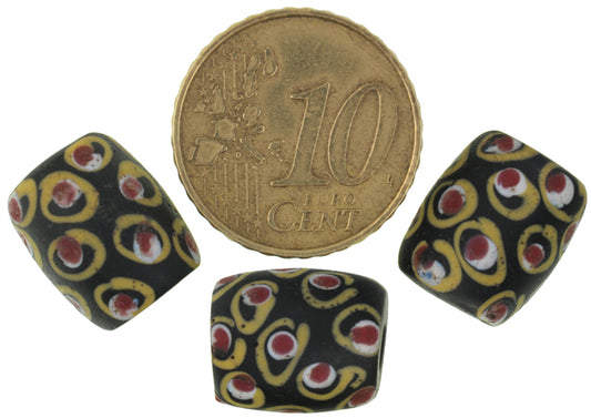 Rare Antique Black "Eye" Venetian Lampwork Glass Trade Beads 13X11Mm - alternate view