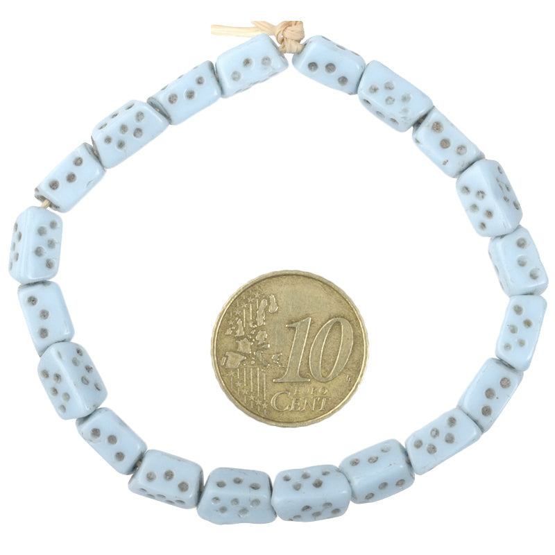 Twenty Old "Dice" Czech Bohemian Molded Glass Trade Beads