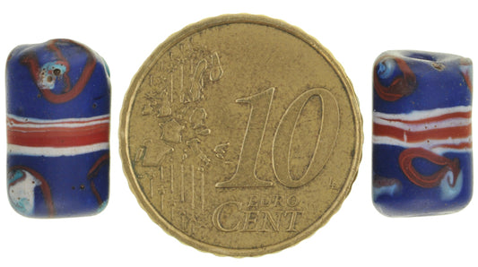 Rare Old Banded Blue Eye Fancy Antique Venetian Wound Glass Trade Beads - alternate view