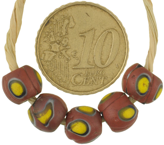 Antique Round Millefiori Venetian Mosaic Glass Beads, African Trade - alternate view