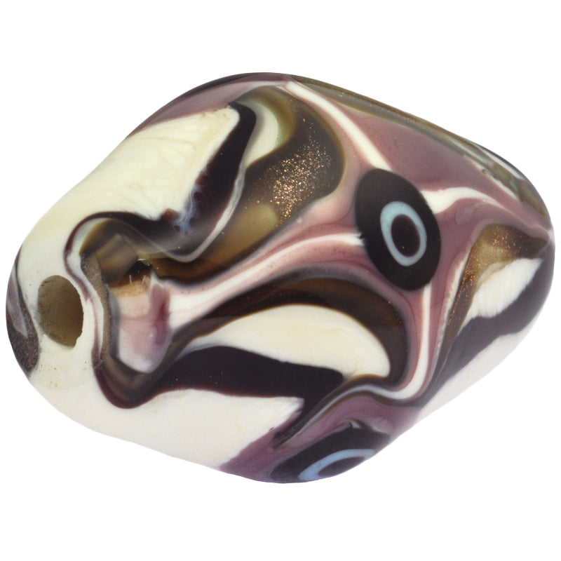 New African Bodom Akoso Lampwork Glass Bead – 34 × 23 mm Statement