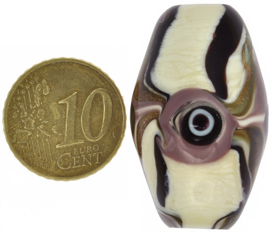 New African Bodom Akoso Lampwork Glass Trade Bead Ghana Cedi Nomoda Djaba Sb-23855 - alternate view